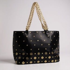 Adrienne Vittadini Vintage ‘90s Tote Shoulder Bag Chain Strap Floral Embroidered